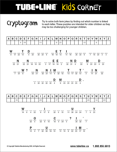 Cryptogram Sheet 1